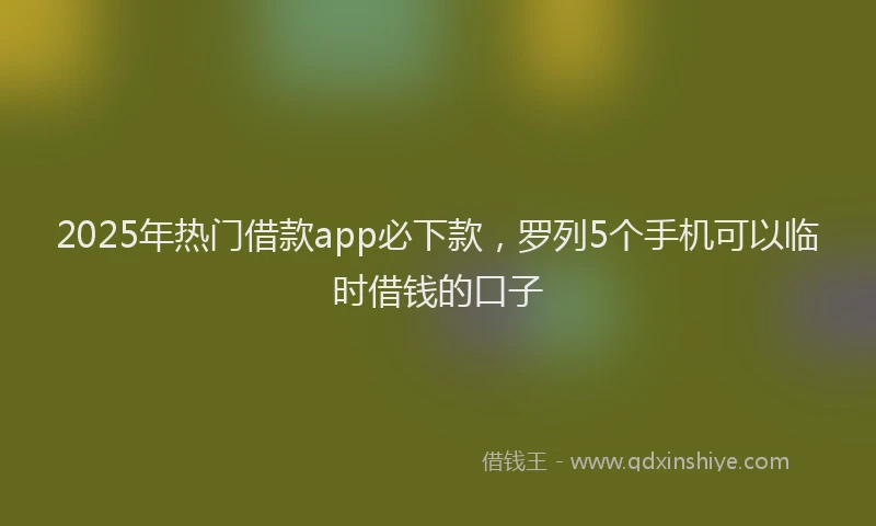 2025年热门借款app必下款，罗列5个手机可以临时借钱的口子