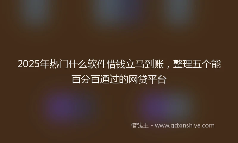 2025年热门什么软件借钱立马到账，整理五个能百分百通过的网贷平台