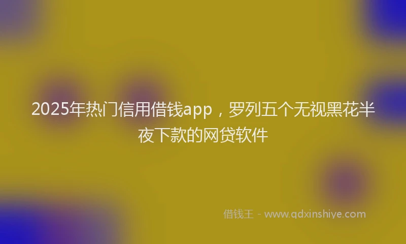 2025年热门信用借钱app，罗列五个无视黑花半夜下款的网贷软件