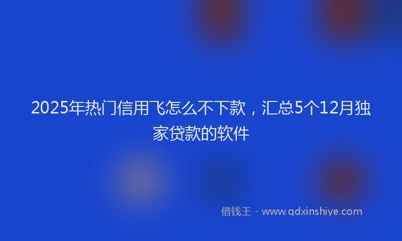 2025年热门信用飞怎么不下款，汇总5个12月独家贷款的软件
