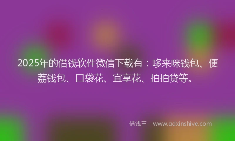 2025年的借钱软件微信下载有：哆来咪钱包、便荔钱包、口袋花、宜享花、拍拍贷等。