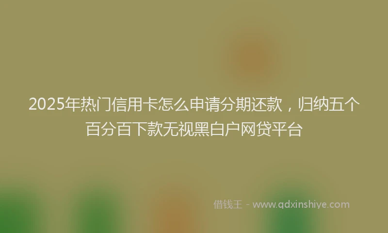 2025年热门信用卡怎么申请分期还款，归纳五个百分百下款无视黑白户网贷平台