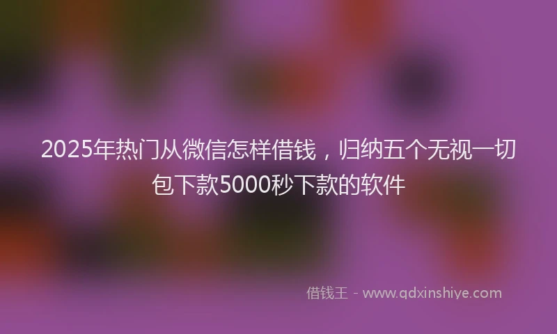 2025年热门从微信怎样借钱，归纳五个无视一切包下款5000秒下款的软件
