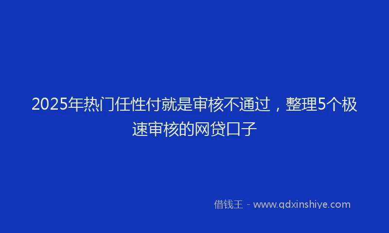 2025年热门任性付就是审核不通过，整理5个极速审核的网贷口子