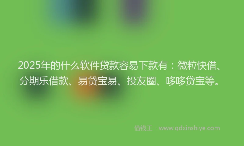 2025年的什么软件贷款容易下款有：微粒快借、分期乐借款、易贷宝易、投友圈、哆哆贷宝等。