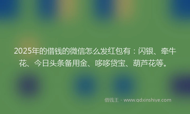 2025年的借钱的微信怎么发红包有：闪银、牵牛花、今日头条备用金、哆哆贷宝、葫芦花等。