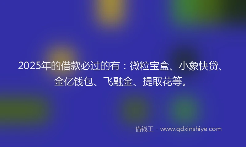 2025年的借款必过的有：微粒宝盒、小象快贷、金亿钱包、飞融金、提取花等。