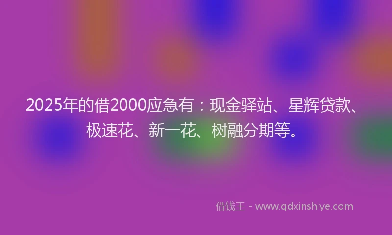 2025年的借2000应急有：现金驿站、星辉贷款、极速花、新一花、树融分期等。