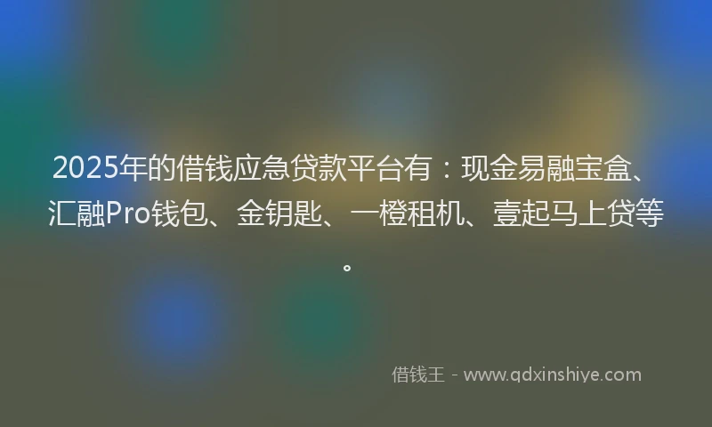 2025年的借钱应急贷款平台有：现金易融宝盒、汇融Pro钱包、金钥匙、一橙租机、壹起马上贷等。