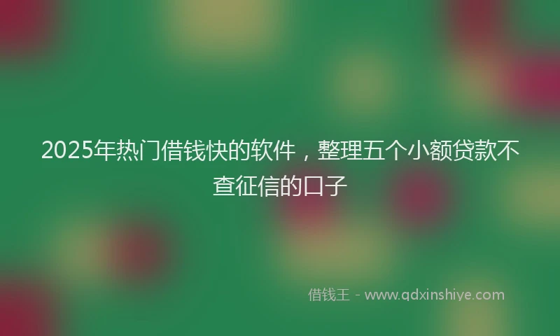 2025年热门借钱快的软件，整理五个小额贷款不查征信的口子