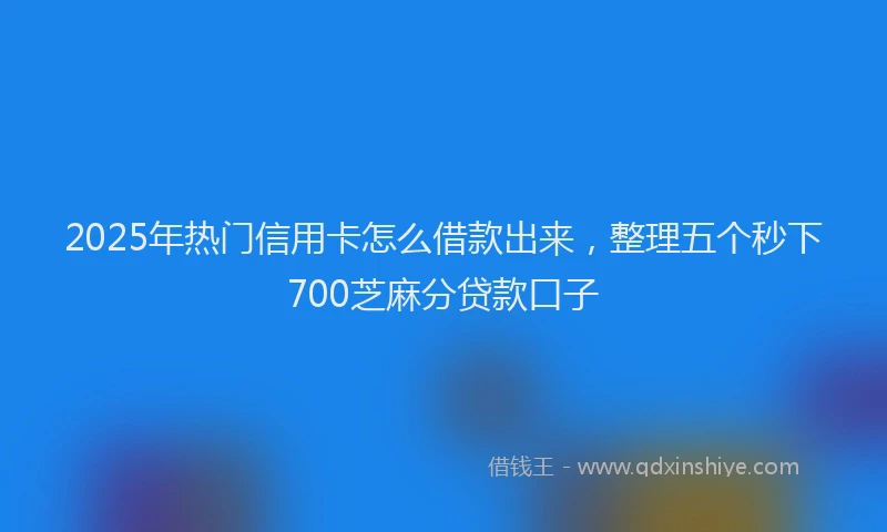 2025年热门信用卡怎么借款出来，整理五个秒下700芝麻分贷款口子