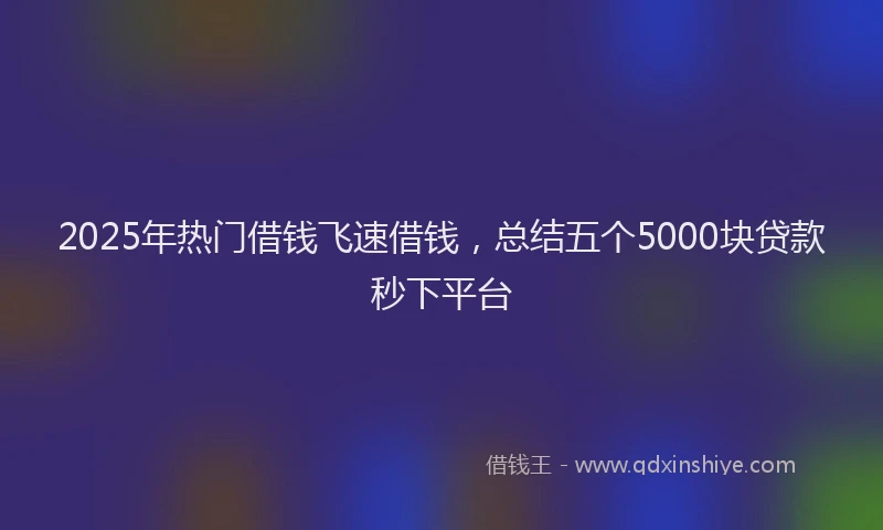 2025年热门借钱飞速借钱，总结五个5000块贷款秒下平台