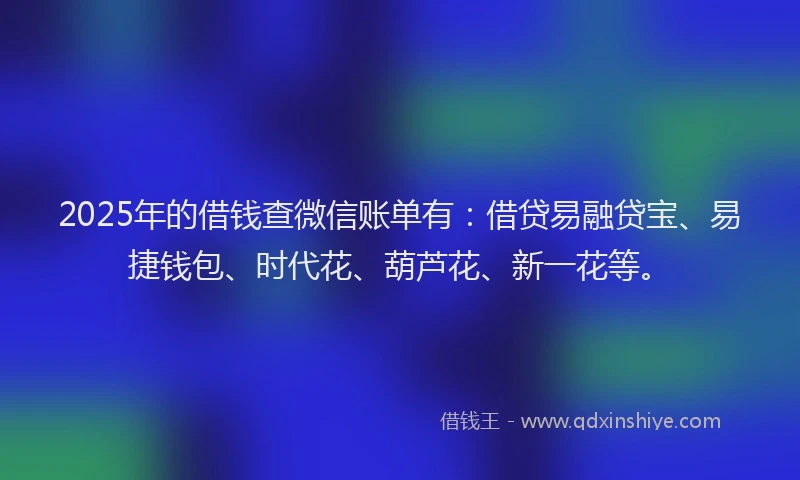 2025年的借钱查微信账单有：借贷易融贷宝、易捷钱包、时代花、葫芦花、新一花等。