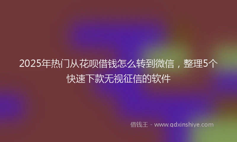 2025年热门从花呗借钱怎么转到微信，整理5个快速下款无视征信的软件
