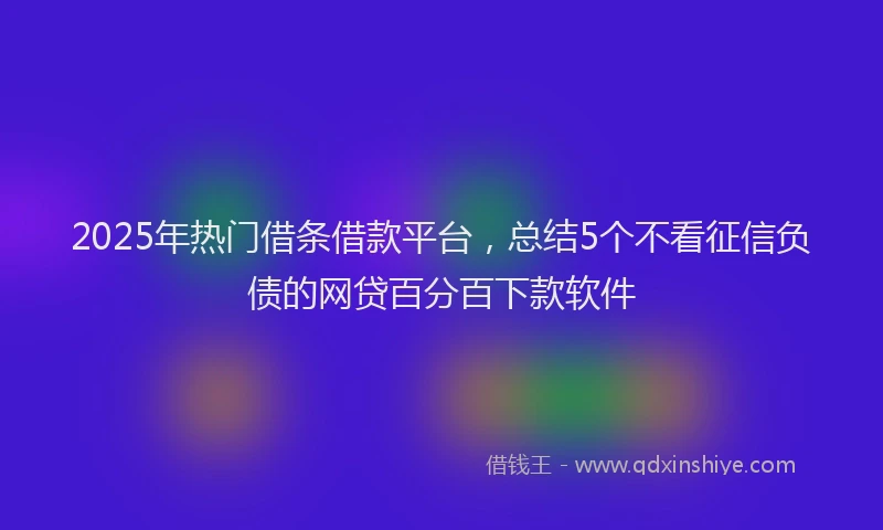 2025年热门借条借款平台，总结5个不看征信负债的网贷百分百下款软件