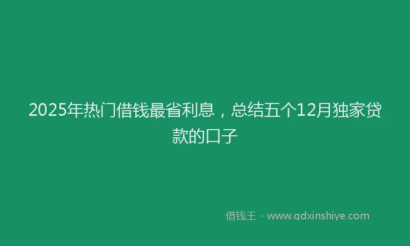 2025年热门借钱最省利息，总结五个12月独家贷款的口子