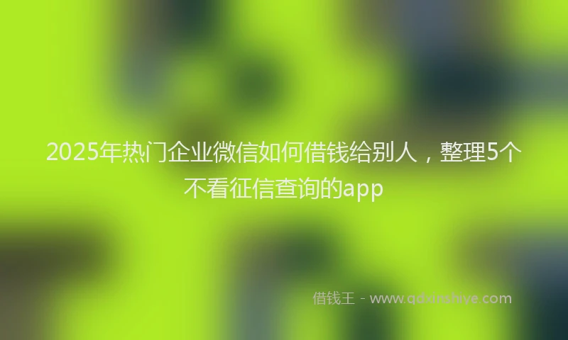 2025年热门企业微信如何借钱给别人，整理5个不看征信查询的app