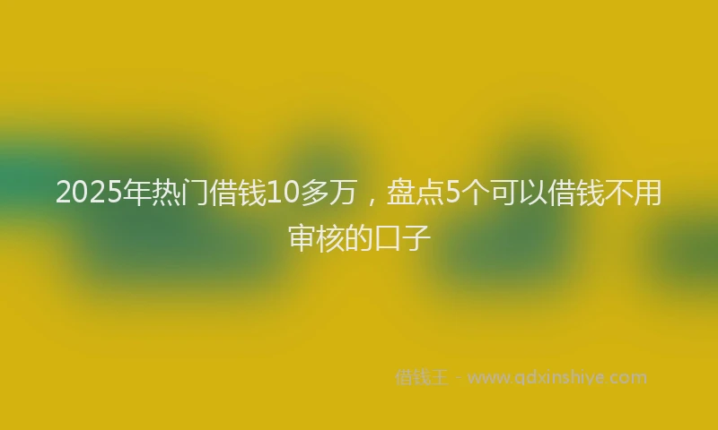 2025年热门借钱10多万，盘点5个可以借钱不用审核的口子