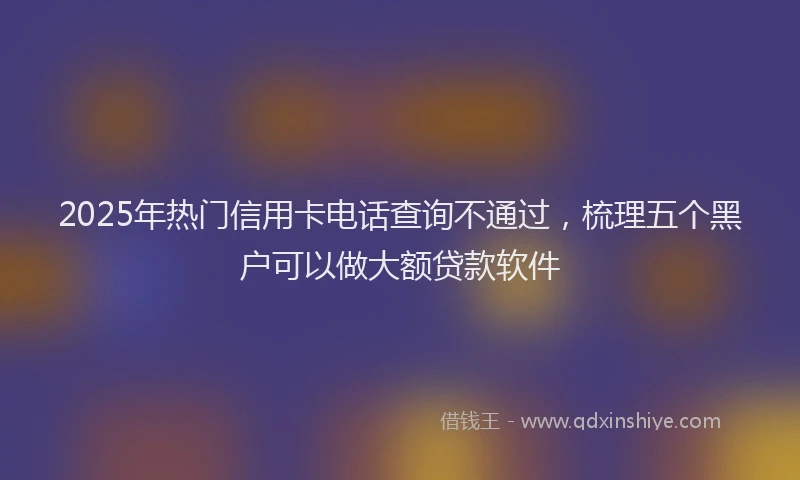 2025年热门信用卡电话查询不通过，梳理五个黑户可以做大额贷款软件