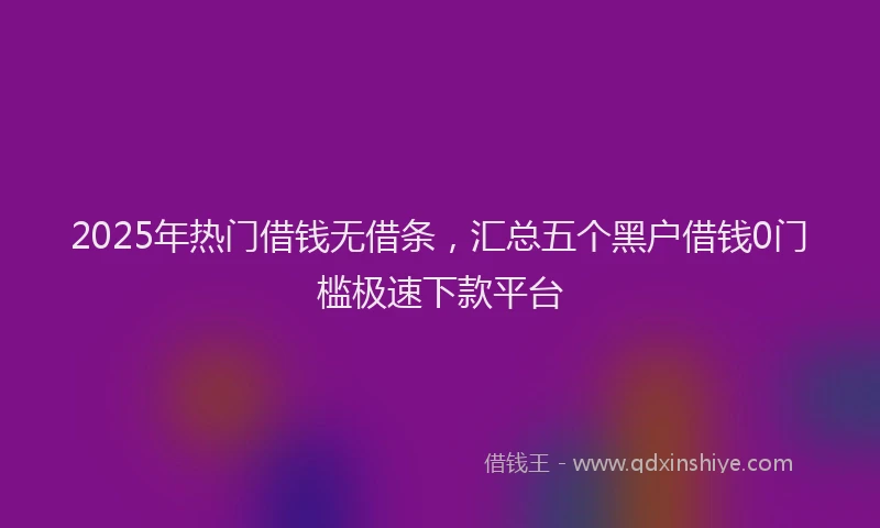 2025年热门借钱无借条，汇总五个黑户借钱0门槛极速下款平台