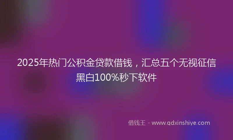 2025年热门公积金贷款借钱，汇总五个无视征信黑白100%秒下软件
