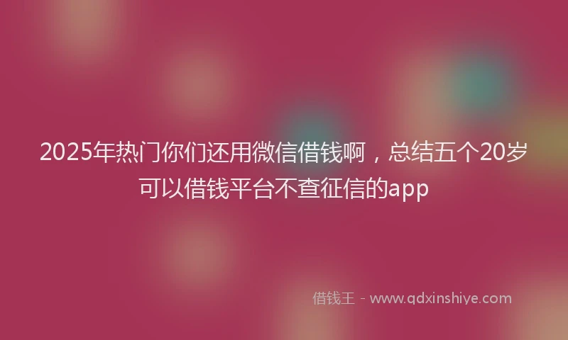 2025年热门你们还用微信借钱啊，总结五个20岁可以借钱平台不查征信的app