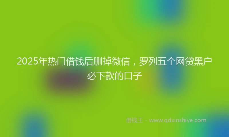 2025年热门借钱后删掉微信，罗列五个网贷黑户必下款的口子