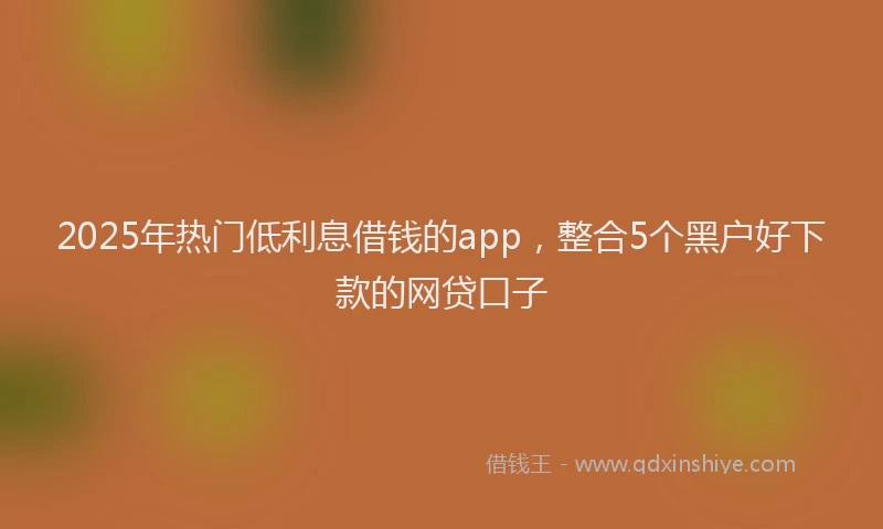 2025年热门低利息借钱的app，整合5个黑户好下款的网贷口子