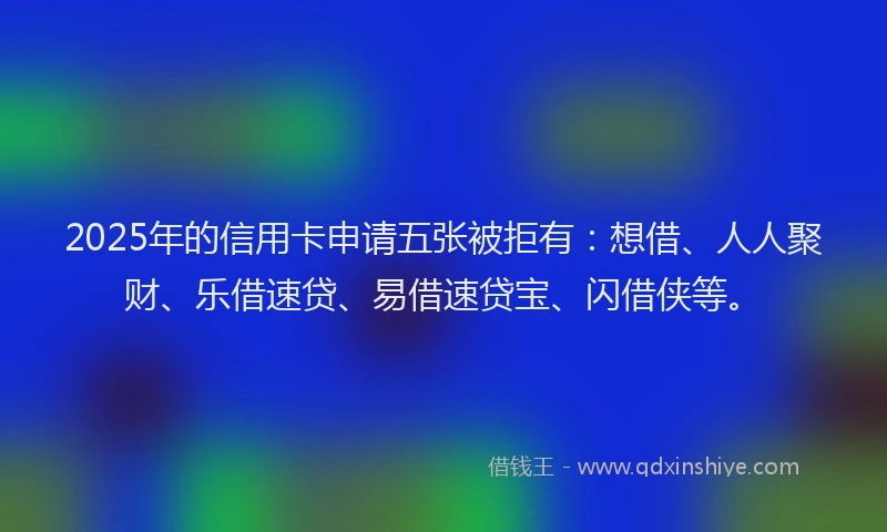2025年的信用卡申请五张被拒有：想借、人人聚财、乐借速贷、易借速贷宝、闪借侠等。