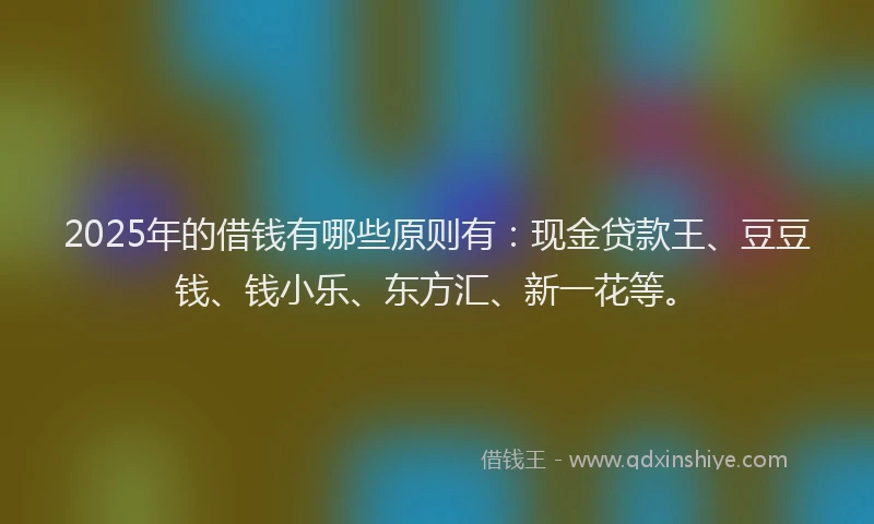 2025年的借钱有哪些原则有：现金贷款王、豆豆钱、钱小乐、东方汇、新一花等。