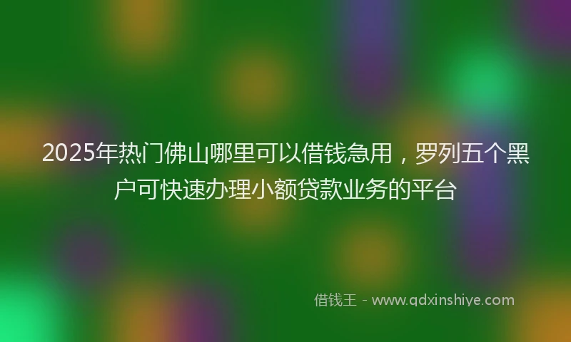 2025年热门佛山哪里可以借钱急用，罗列五个黑户可快速办理小额贷款业务的平台