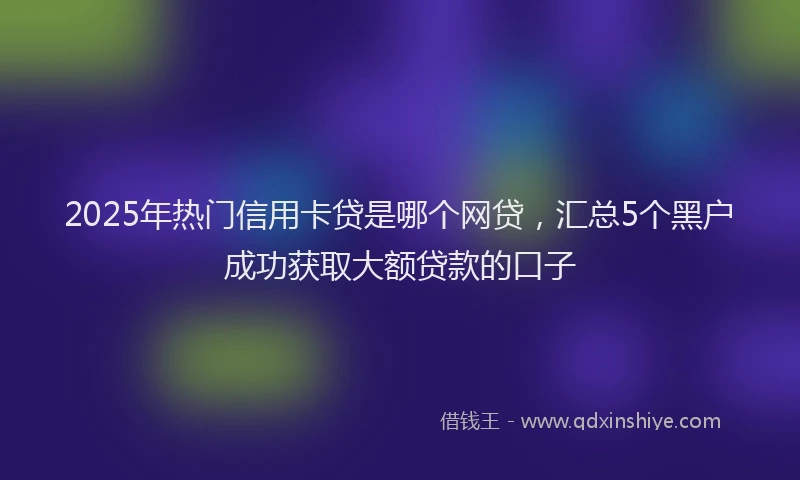 2025年热门信用卡贷是哪个网贷，汇总5个黑户成功获取大额贷款的口子