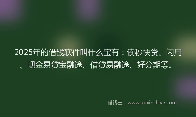 2025年的借钱软件叫什么宝有：读秒快贷、闪用、现金易贷宝融途、借贷易融途、好分期等。