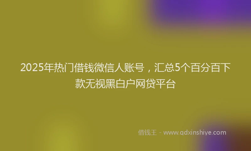 2025年热门借钱微信人账号，汇总5个百分百下款无视黑白户网贷平台