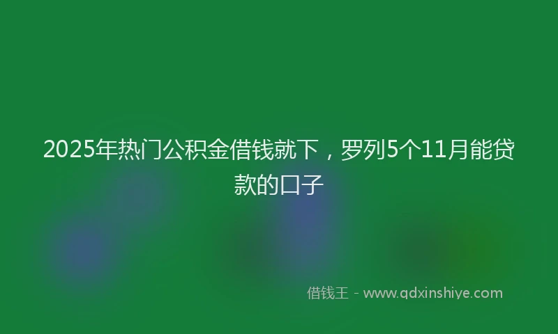 2025年热门公积金借钱就下，罗列5个11月能贷款的口子