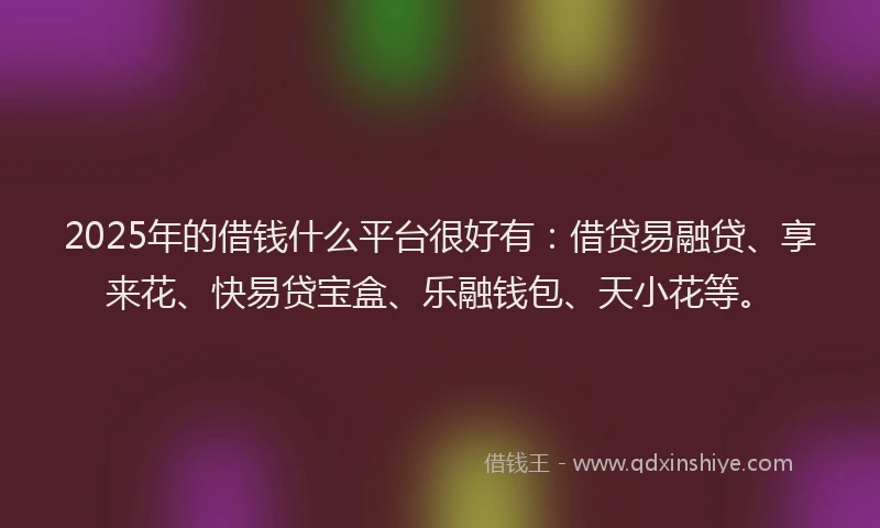 2025年的借钱什么平台很好有：借贷易融贷、享来花、快易贷宝盒、乐融钱包、天小花等。