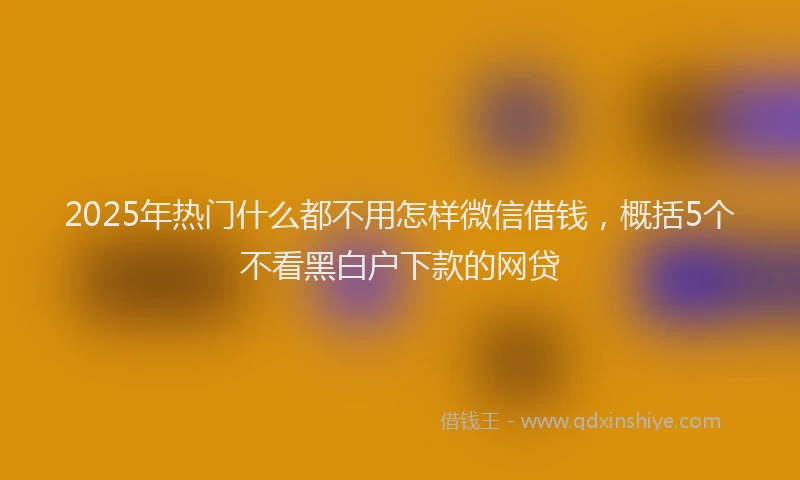 2025年热门什么都不用怎样微信借钱，概括5个不看黑白户下款的网贷