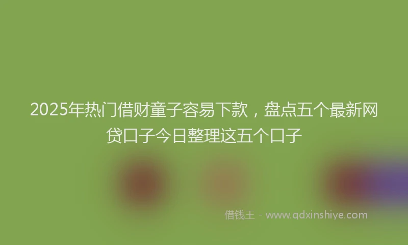 2025年热门借财童子容易下款，盘点五个最新网贷口子今日整理这五个口子