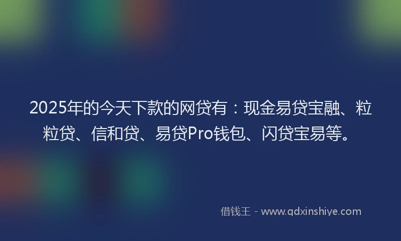 2025年的今天下款的网贷有：现金易贷宝融、粒粒贷、信和贷、易贷Pro钱包、闪贷宝易等。