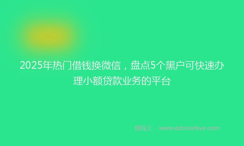 2025年热门借钱换微信，盘点5个黑户可快速办理小额贷款业务的平台