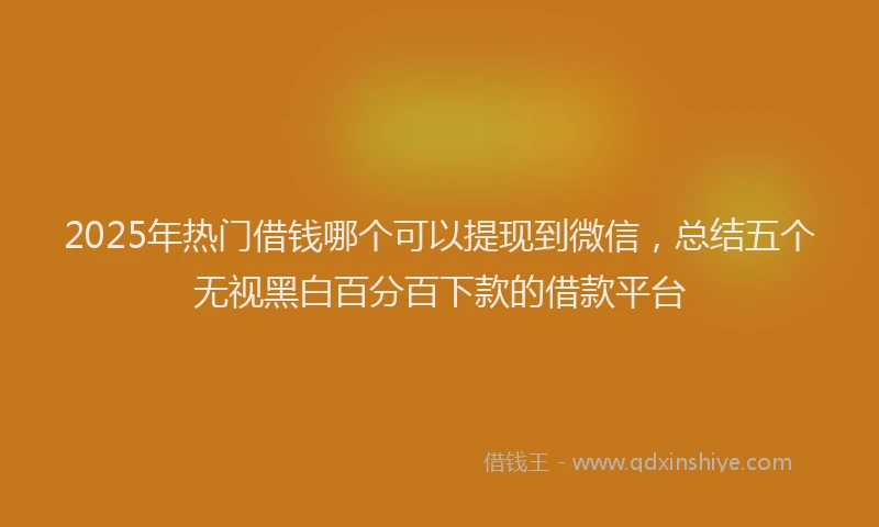 2025年热门借钱哪个可以提现到微信，总结五个无视黑白百分百下款的借款平台