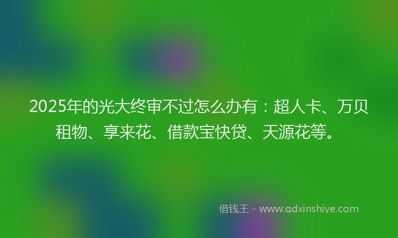 2025年的光大终审不过怎么办有：超人卡、万贝租物、享来花、借款宝快贷、天源花等。