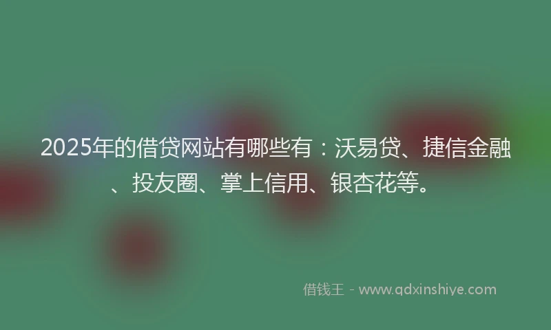 2025年的借贷网站有哪些有：沃易贷、捷信金融、投友圈、掌上信用、银杏花等。