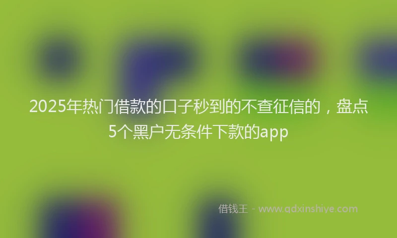 2025年热门借款的口子秒到的不查征信的，盘点5个黑户无条件下款的app