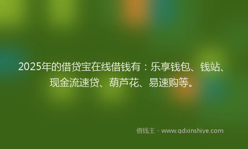 2025年的借贷宝在线借钱有：乐享钱包、钱站、现金流速贷、葫芦花、易速购等。