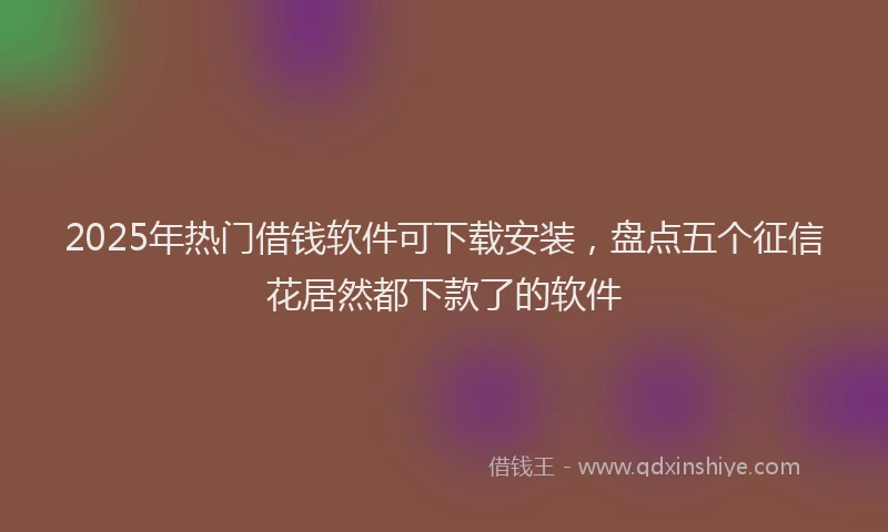 2025年热门借钱软件可下载安装，盘点五个征信花居然都下款了的软件