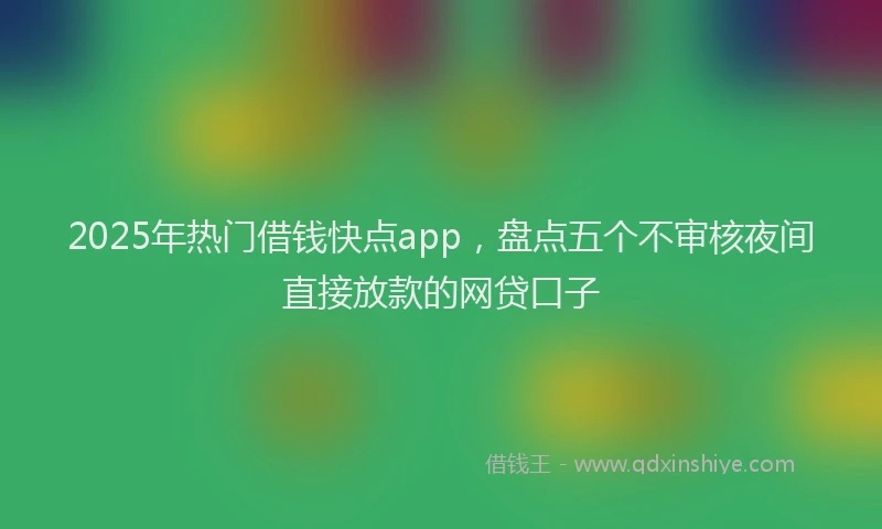 2025年热门借钱快点app，盘点五个不审核夜间直接放款的网贷口子