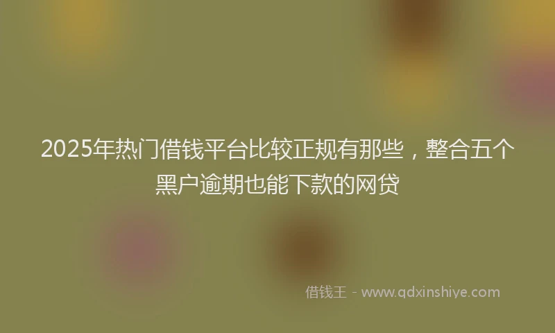 2025年热门借钱平台比较正规有那些，整合五个黑户逾期也能下款的网贷