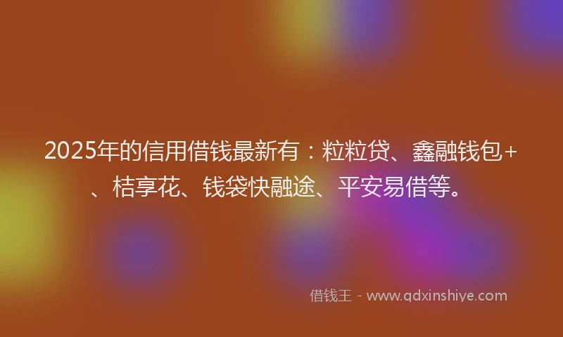 2025年的信用借钱最新有：粒粒贷、鑫融钱包+、桔享花、钱袋快融途、平安易借等。