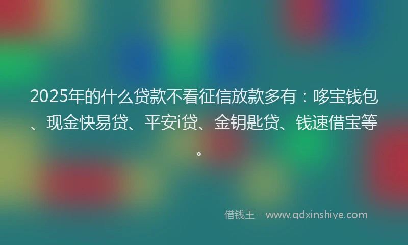 2025年的什么贷款不看征信放款多有：哆宝钱包、现金快易贷、平安i贷、金钥匙贷、钱速借宝等。